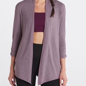 Market & Spruce Heathered Purple Open-Front Cardigan